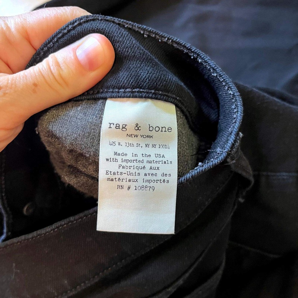 Rag & Bone 10" Crop Flare Jeans Coal Double Hem Black Raw Edge Denim Size 29 EUC - Picture 9 of 11